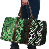 Green Aotearoa Travel Bag Taniko Motifs With Paua Shell Kowhaiwhai - Polynesian Pride