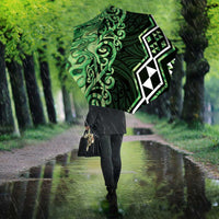 Green Aotearoa Umbrella Taniko Motifs With Paua Shell Kowhaiwhai - Polynesian Pride