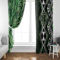 Green Aotearoa Window Curtain Taniko Motifs With Paua Shell Kowhaiwhai LT14 - Polynesian Pride