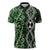 Green Aotearoa Zipper Polo Shirt Taniko Motifs With Paua Shell Kowhaiwhai - Polynesian Pride