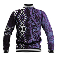 Purple Aotearoa Baseball Jacket Taniko Motifs With Paua Shell Kowhaiwhai LT14 - Polynesian Pride