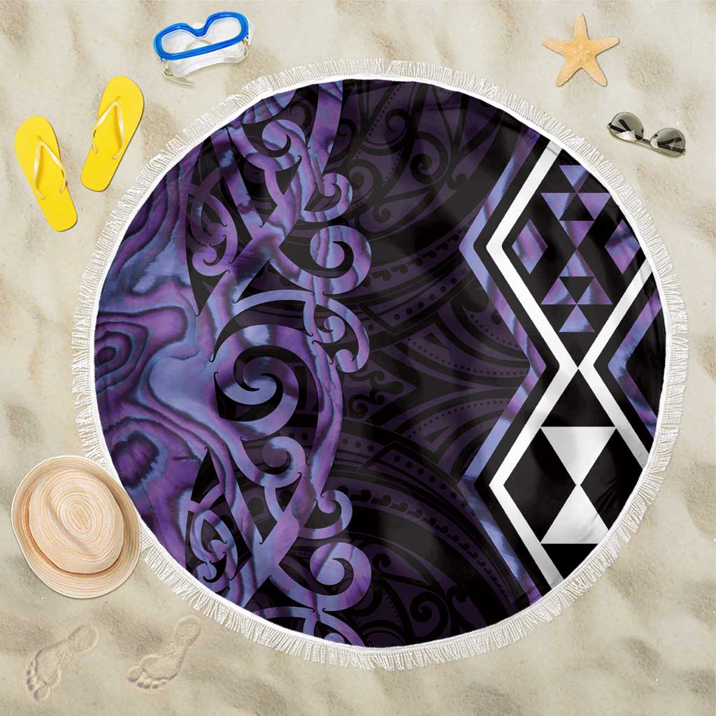 Purple Aotearoa Beach Blanket Taniko Motifs With Paua Shell Kowhaiwhai LT14 One Size 150cm Purple - Polynesian Pride