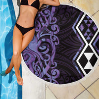 Purple Aotearoa Beach Blanket Taniko Motifs With Paua Shell Kowhaiwhai LT14 - Polynesian Pride