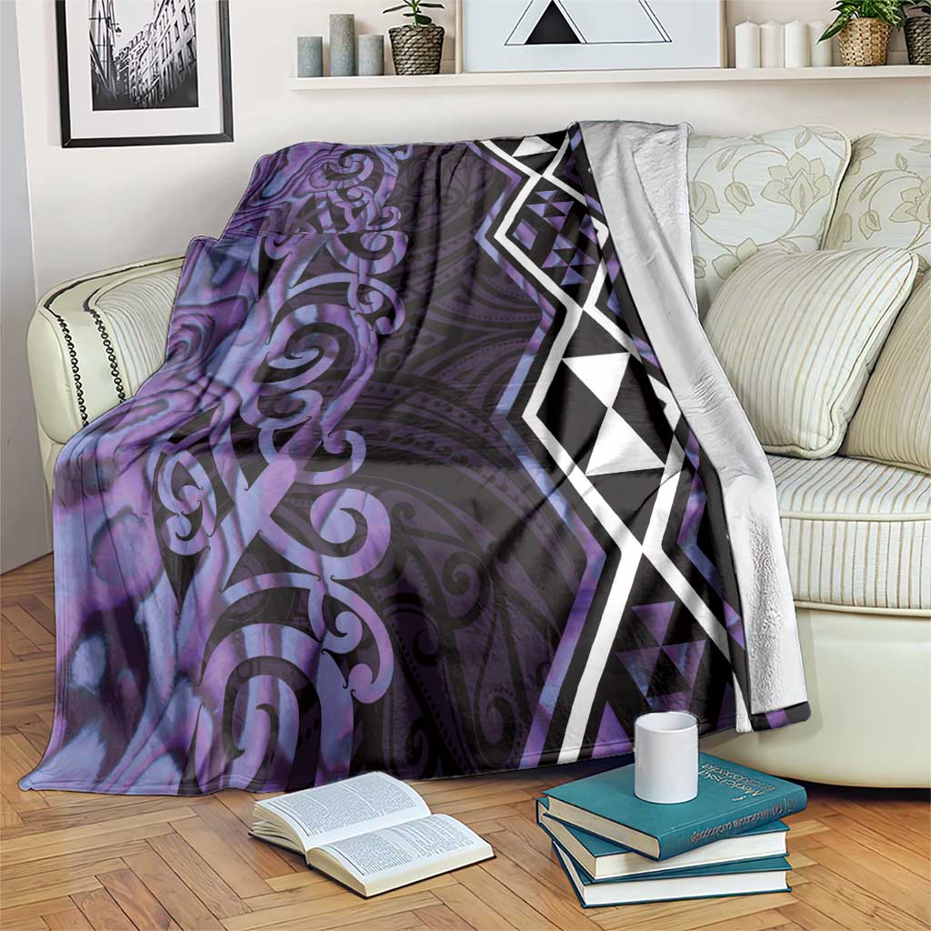 Purple Aotearoa Blanket Taniko Motifs With Paua Shell Kowhaiwhai LT14 Purple - Polynesian Pride