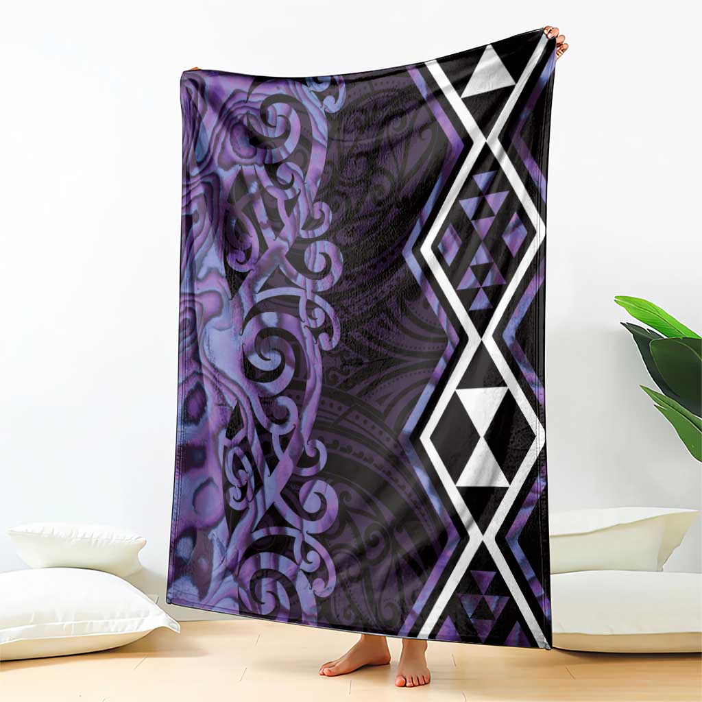 Purple Aotearoa Blanket Taniko Motifs With Paua Shell Kowhaiwhai LT14 - Polynesian Pride