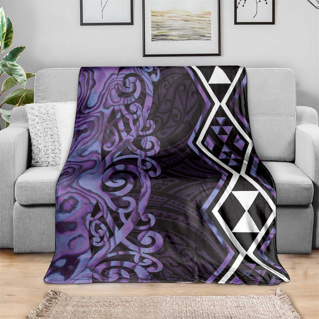 Purple Aotearoa Blanket Taniko Motifs With Paua Shell Kowhaiwhai LT14 - Polynesian Pride