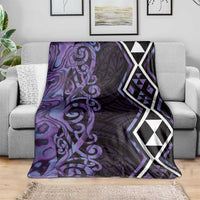 Purple Aotearoa Blanket Taniko Motifs With Paua Shell Kowhaiwhai LT14 - Polynesian Pride