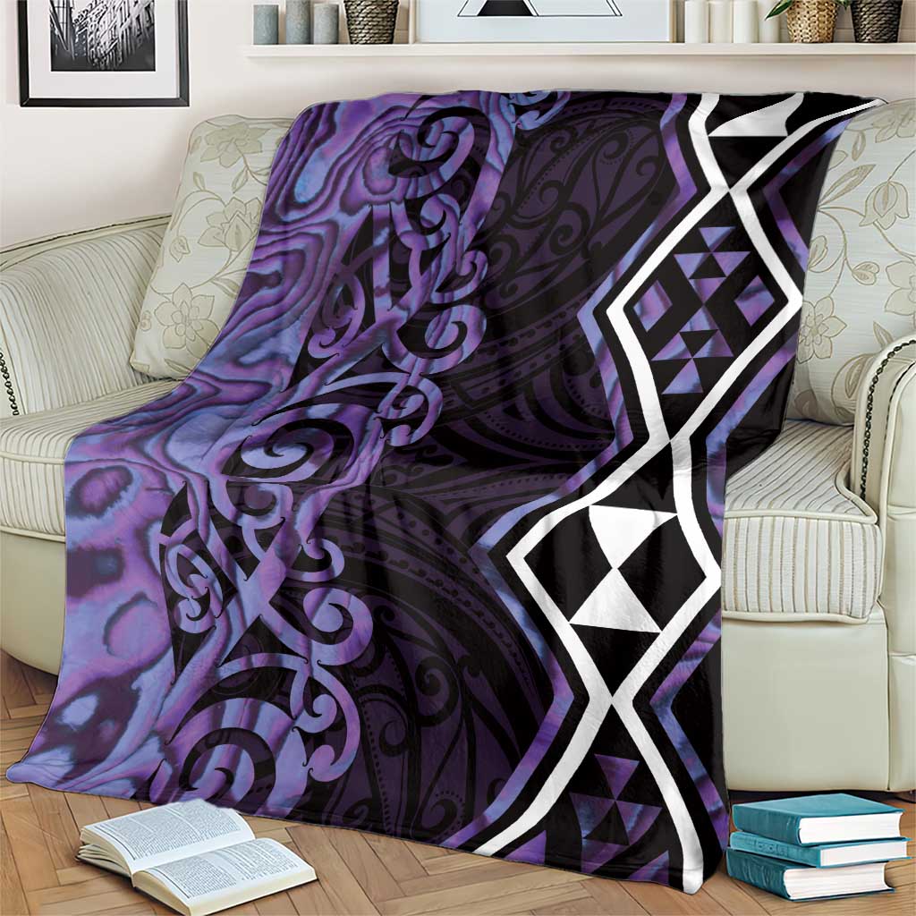 Purple Aotearoa Blanket Taniko Motifs With Paua Shell Kowhaiwhai LT14 - Polynesian Pride