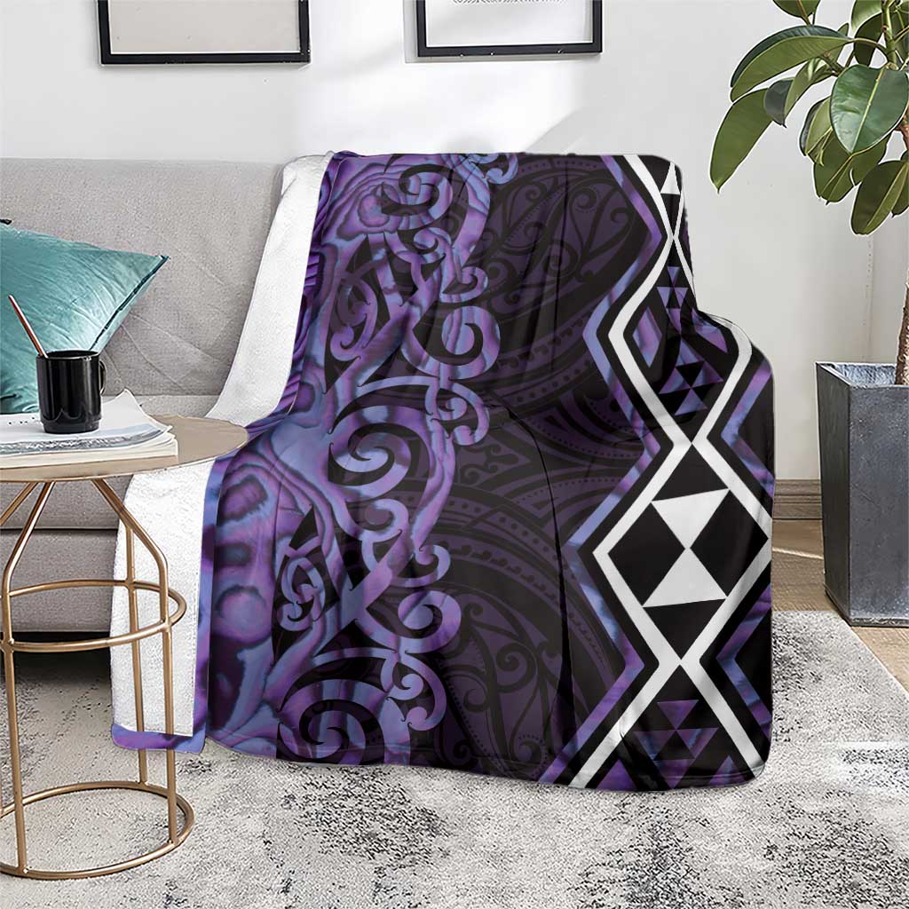 Purple Aotearoa Blanket Taniko Motifs With Paua Shell Kowhaiwhai LT14 - Polynesian Pride