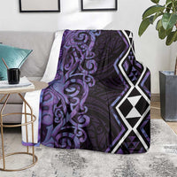 Purple Aotearoa Blanket Taniko Motifs With Paua Shell Kowhaiwhai LT14 - Polynesian Pride