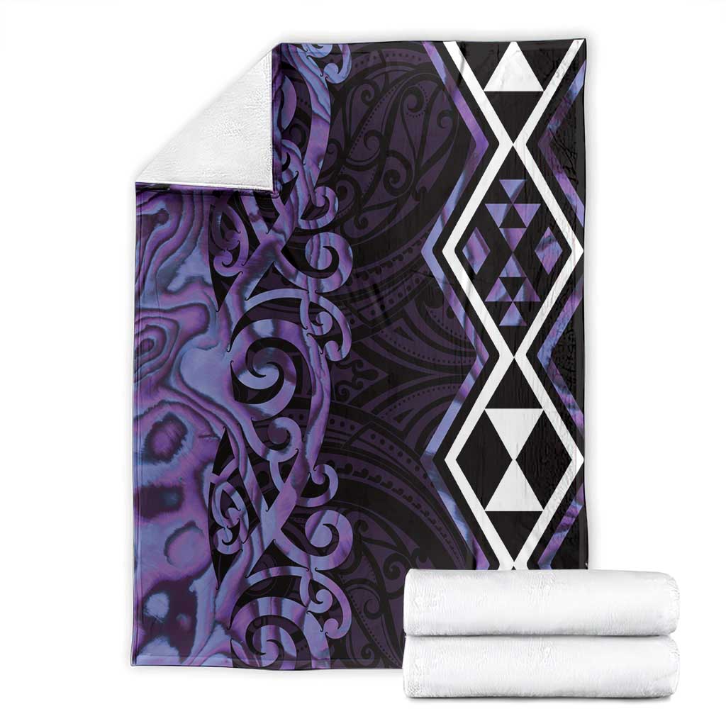 Purple Aotearoa Blanket Taniko Motifs With Paua Shell Kowhaiwhai LT14 - Polynesian Pride