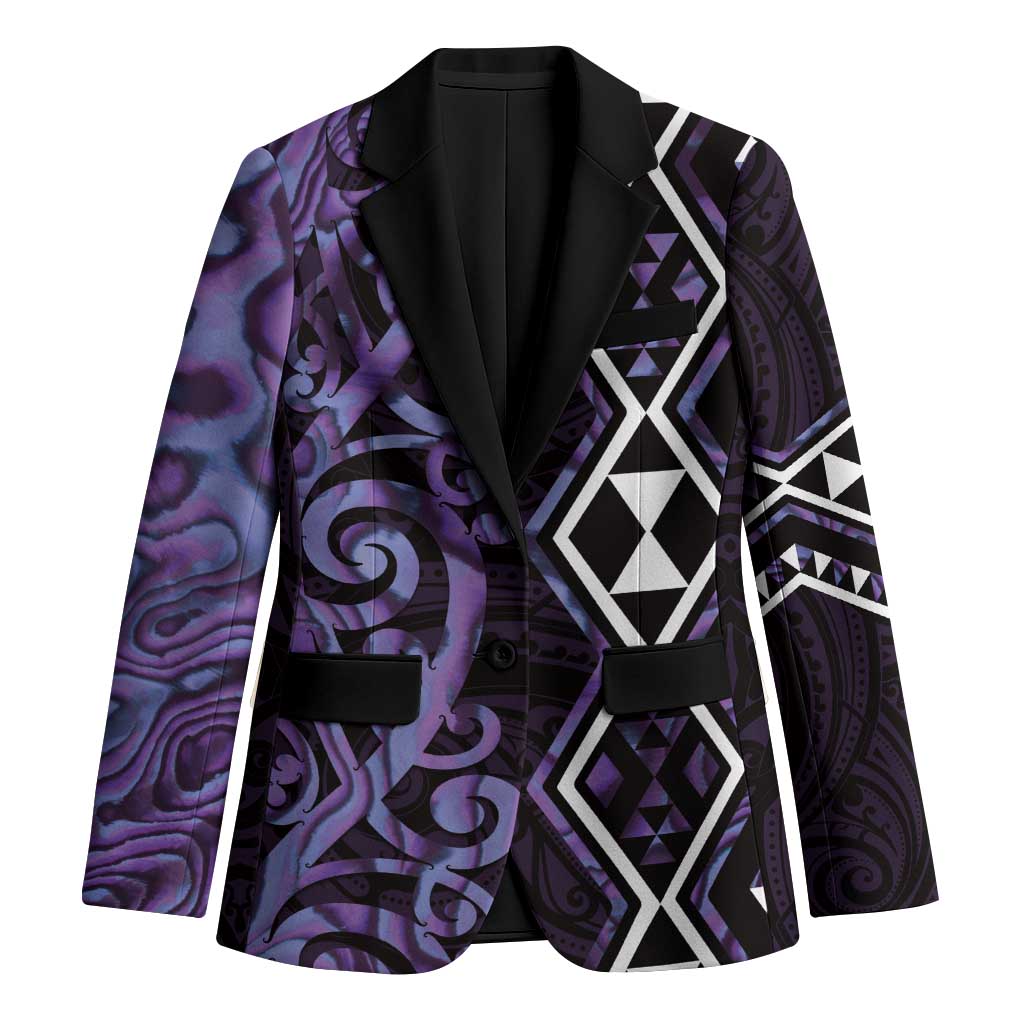 Purple Aotearoa Blazer Taniko Motifs With Paua Shell Kowhaiwhai - Polynesian Pride