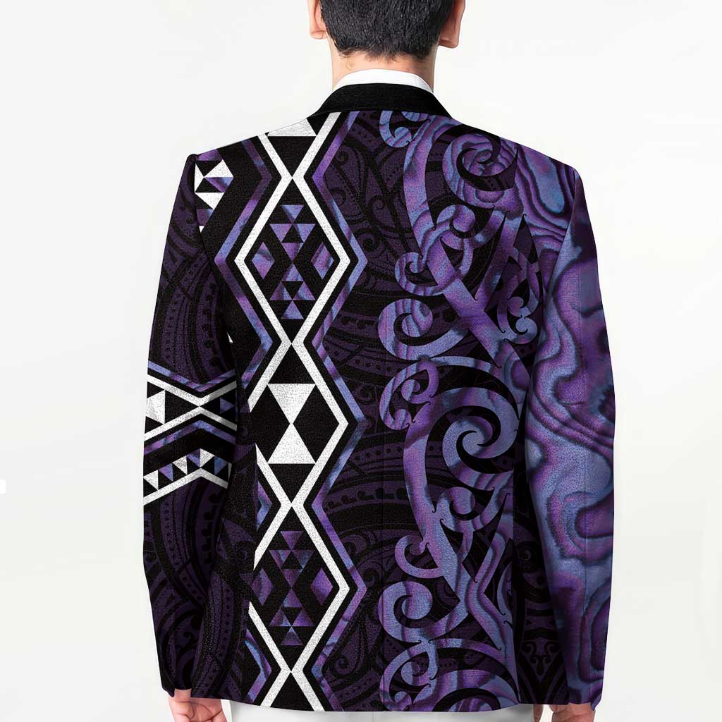 Purple Aotearoa Blazer Taniko Motifs With Paua Shell Kowhaiwhai - Polynesian Pride