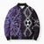 Purple Aotearoa Bomber Puffer Jacket Taniko Motifs With Paua Shell Kowhaiwhai - Polynesian Pride