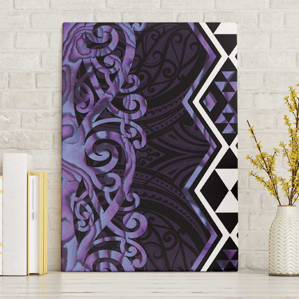 Purple Aotearoa Canvas Wall Art Taniko Motifs With Paua Shell Kowhaiwhai LT14 Without Frame Purple - Polynesian Pride