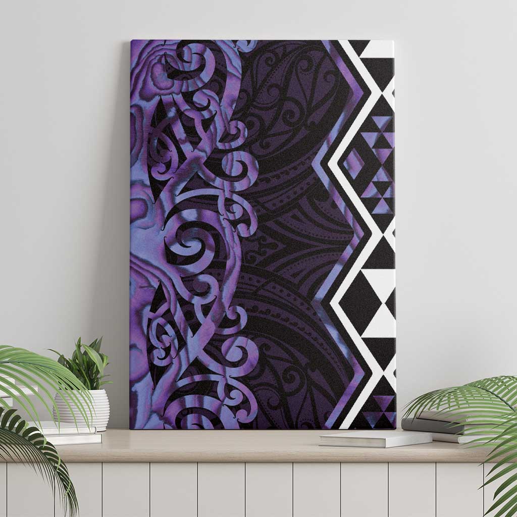 Purple Aotearoa Canvas Wall Art Taniko Motifs With Paua Shell Kowhaiwhai LT14 - Polynesian Pride
