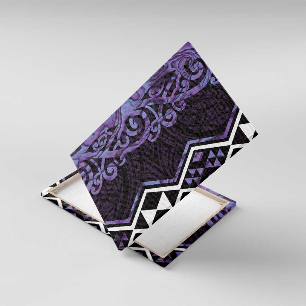 Purple Aotearoa Canvas Wall Art Taniko Motifs With Paua Shell Kowhaiwhai LT14 With Frame Purple - Polynesian Pride