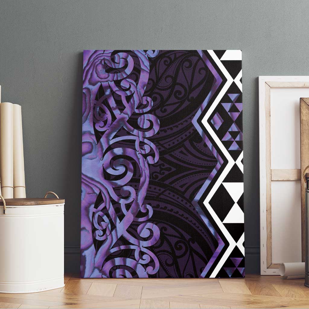Purple Aotearoa Canvas Wall Art Taniko Motifs With Paua Shell Kowhaiwhai LT14 - Polynesian Pride
