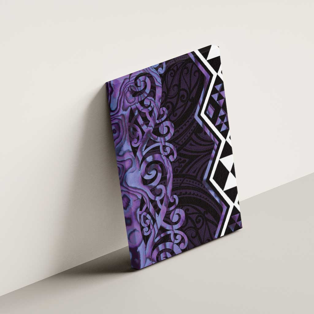 Purple Aotearoa Canvas Wall Art Taniko Motifs With Paua Shell Kowhaiwhai LT14 - Polynesian Pride