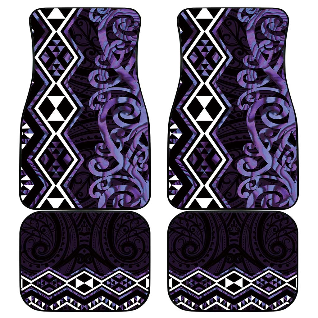 Purple Aotearoa Car Mats Taniko Motifs With Paua Shell Kowhaiwhai LT14 - Polynesian Pride