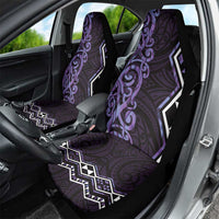 Purple Aotearoa Car Seat Cover Taniko Motifs With Paua Shell Kowhaiwhai