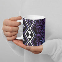 Purple Aotearoa Ceramic Mug Taniko Motifs With Paua Shell Kowhaiwhai - Polynesian Pride