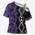 Purple Aotearoa Cross Shoulder Shirt Taniko Motifs With Paua Shell Kowhaiwhai - Polynesian Pride