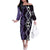 Purple Aotearoa Family Matching Off The Shoulder Long Sleeve Dress and Hawaiian Shirt Taniko Motifs With Paua Shell Kowhaiwhai