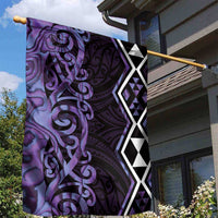 Purple Aotearoa Garden Flag Taniko Motifs With Paua Shell Kowhaiwhai LT14 - Polynesian Pride