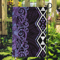 Purple Aotearoa Garden Flag Taniko Motifs With Paua Shell Kowhaiwhai LT14 Garden Flag Purple - Polynesian Pride