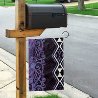 Purple Aotearoa Garden Flag Taniko Motifs With Paua Shell Kowhaiwhai LT14 - Polynesian Pride