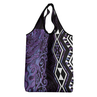Purple Aotearoa Grocery Bag Taniko Motifs With Paua Shell Kowhaiwhai LT14 - Polynesian Pride