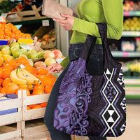 Purple Aotearoa Grocery Bag Taniko Motifs With Paua Shell Kowhaiwhai LT14 - Polynesian Pride