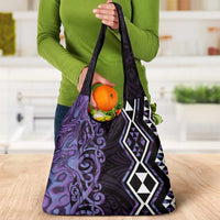 Purple Aotearoa Grocery Bag Taniko Motifs With Paua Shell Kowhaiwhai LT14 - Polynesian Pride