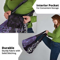 Purple Aotearoa Grocery Bag Taniko Motifs With Paua Shell Kowhaiwhai LT14 - Polynesian Pride