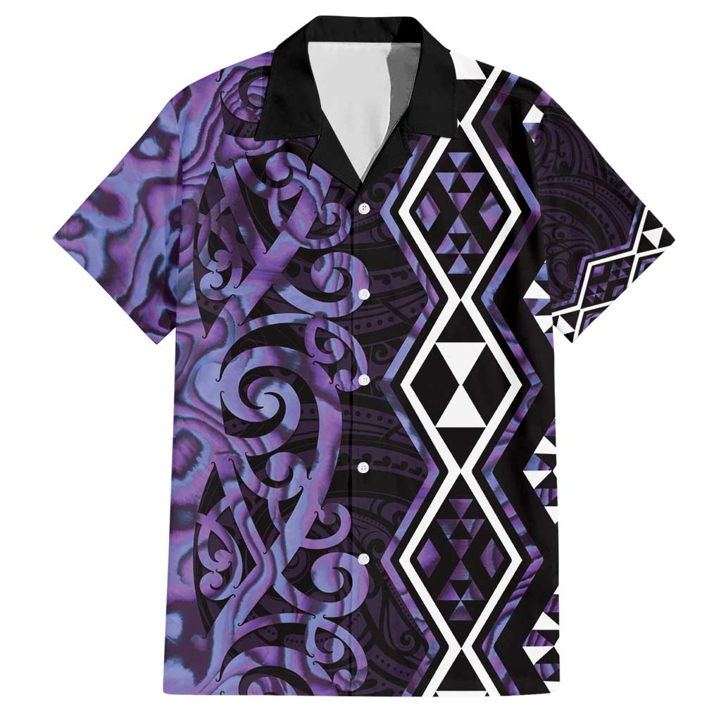 Purple Aotearoa Hawaiian Shirt Taniko Motifs With Paua Shell Kowhaiwhai LT14 Purple - Polynesian Pride