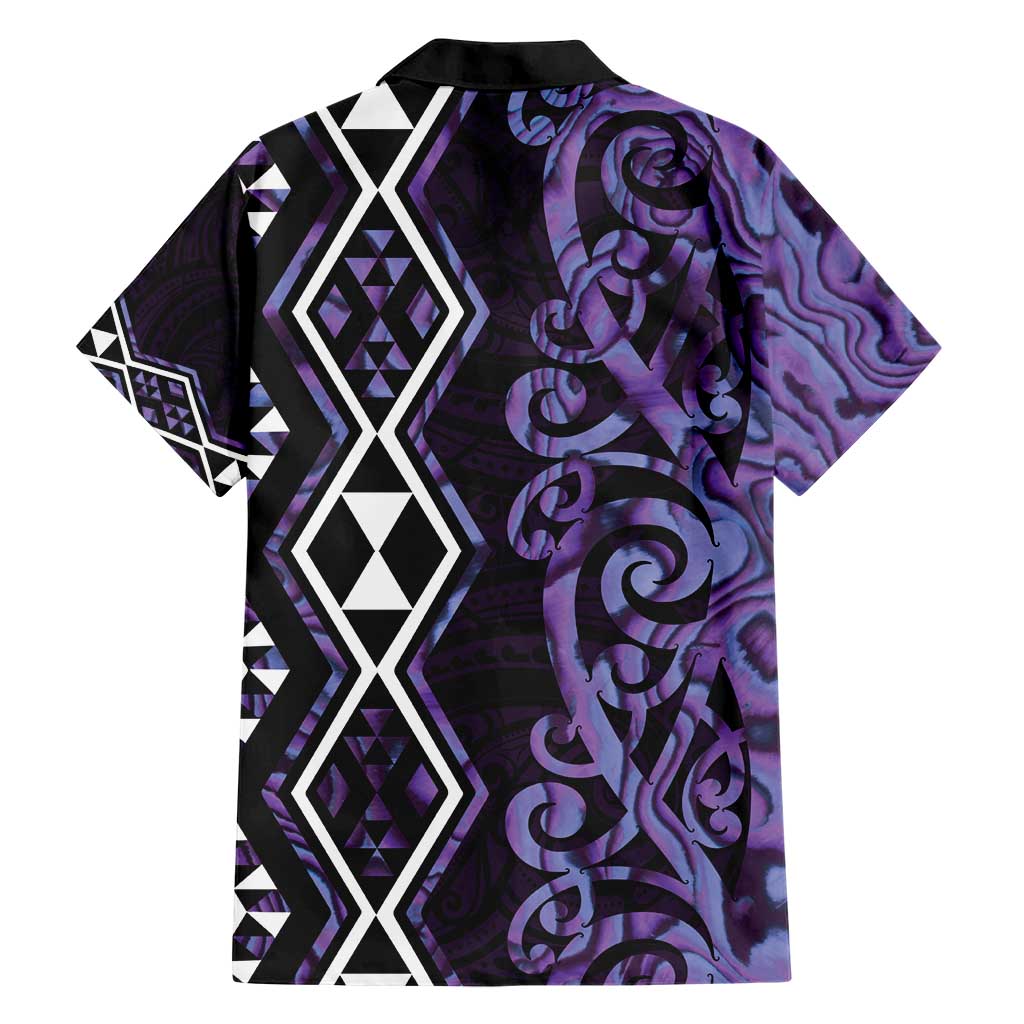 Purple Aotearoa Hawaiian Shirt Taniko Motifs With Paua Shell Kowhaiwhai LT14 - Polynesian Pride