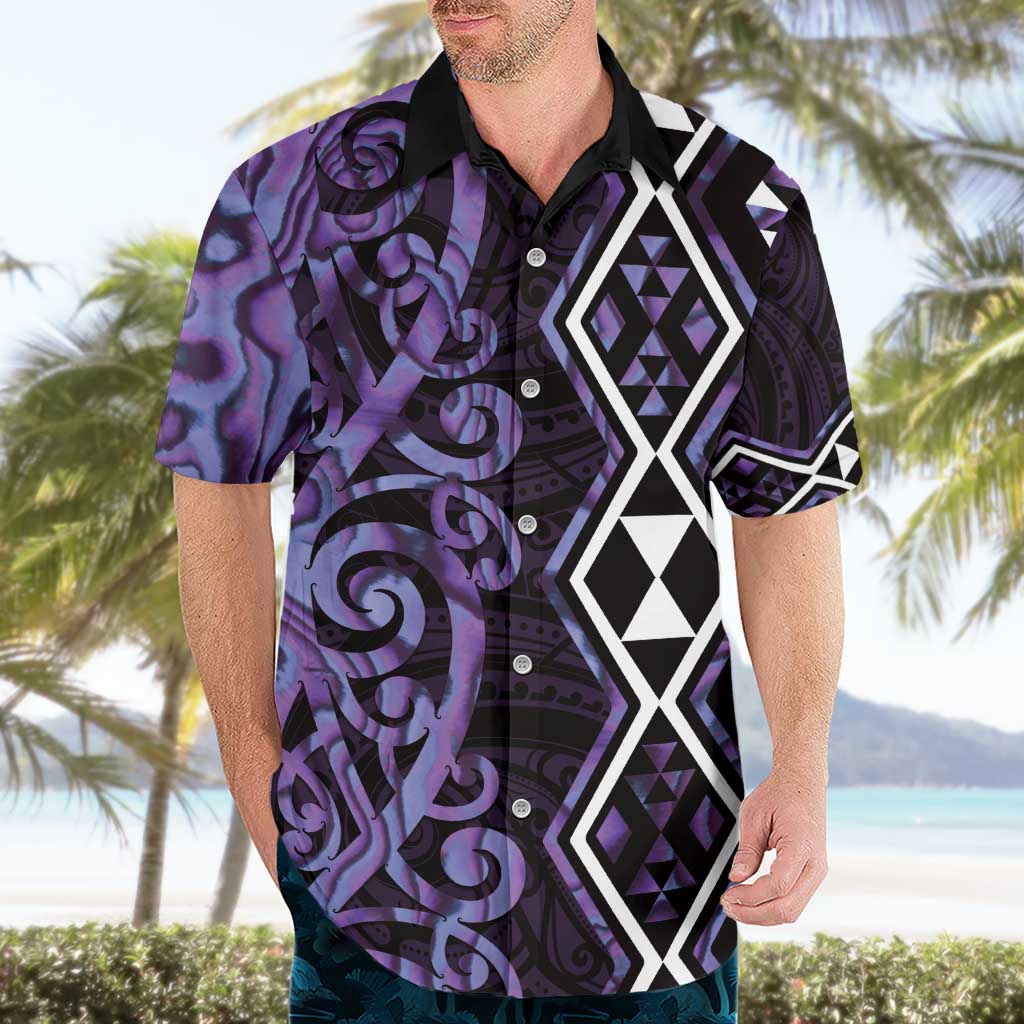 Purple Aotearoa Hawaiian Shirt Taniko Motifs With Paua Shell Kowhaiwhai LT14 - Polynesian Pride