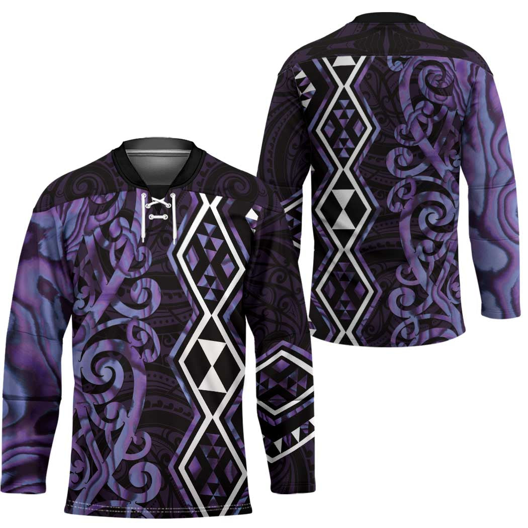 Purple Aotearoa Hockey Jersey Taniko Motifs With Paua Shell Kowhaiwhai - Polynesian Pride