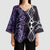 Purple Aotearoa Kimono Sleeve Blouse Taniko Motifs With Paua Shell Kowhaiwhai - Polynesian Pride