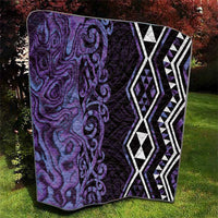 Purple Aotearoa Quilt Taniko Motifs With Paua Shell Kowhaiwhai