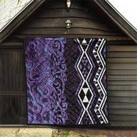 Purple Aotearoa Quilt Taniko Motifs With Paua Shell Kowhaiwhai