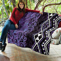 Purple Aotearoa Quilt Taniko Motifs With Paua Shell Kowhaiwhai