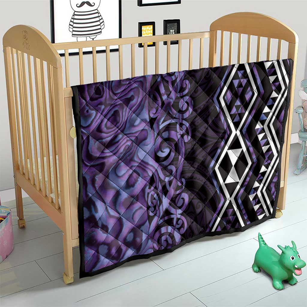 Purple Aotearoa Quilt Taniko Motifs With Paua Shell Kowhaiwhai