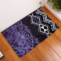 Purple Aotearoa Rubber Doormat Taniko Motifs With Paua Shell Kowhaiwhai LT14 - Polynesian Pride