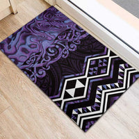 Purple Aotearoa Rubber Doormat Taniko Motifs With Paua Shell Kowhaiwhai LT14 - Polynesian Pride