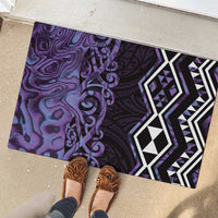Purple Aotearoa Rubber Doormat Taniko Motifs With Paua Shell Kowhaiwhai LT14 - Polynesian Pride