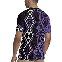 Purple Aotearoa Rugby Jersey Taniko Motifs With Paua Shell Kowhaiwhai