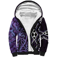 Purple Aotearoa Sherpa Hoodie Taniko Motifs With Paua Shell Kowhaiwhai LT14 Unisex Purple - Polynesian Pride