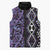 Purple Aotearoa Sleeveless Puffer Jacket Taniko Motifs With Paua Shell Kowhaiwhai - Polynesian Pride